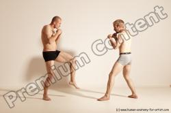 Underwear Martial art Man - Man White Moving poses Slim Short Blond Dynamic poses Academic